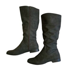 Knee-high/mid-calf Full Zip Boots, Dark Gray